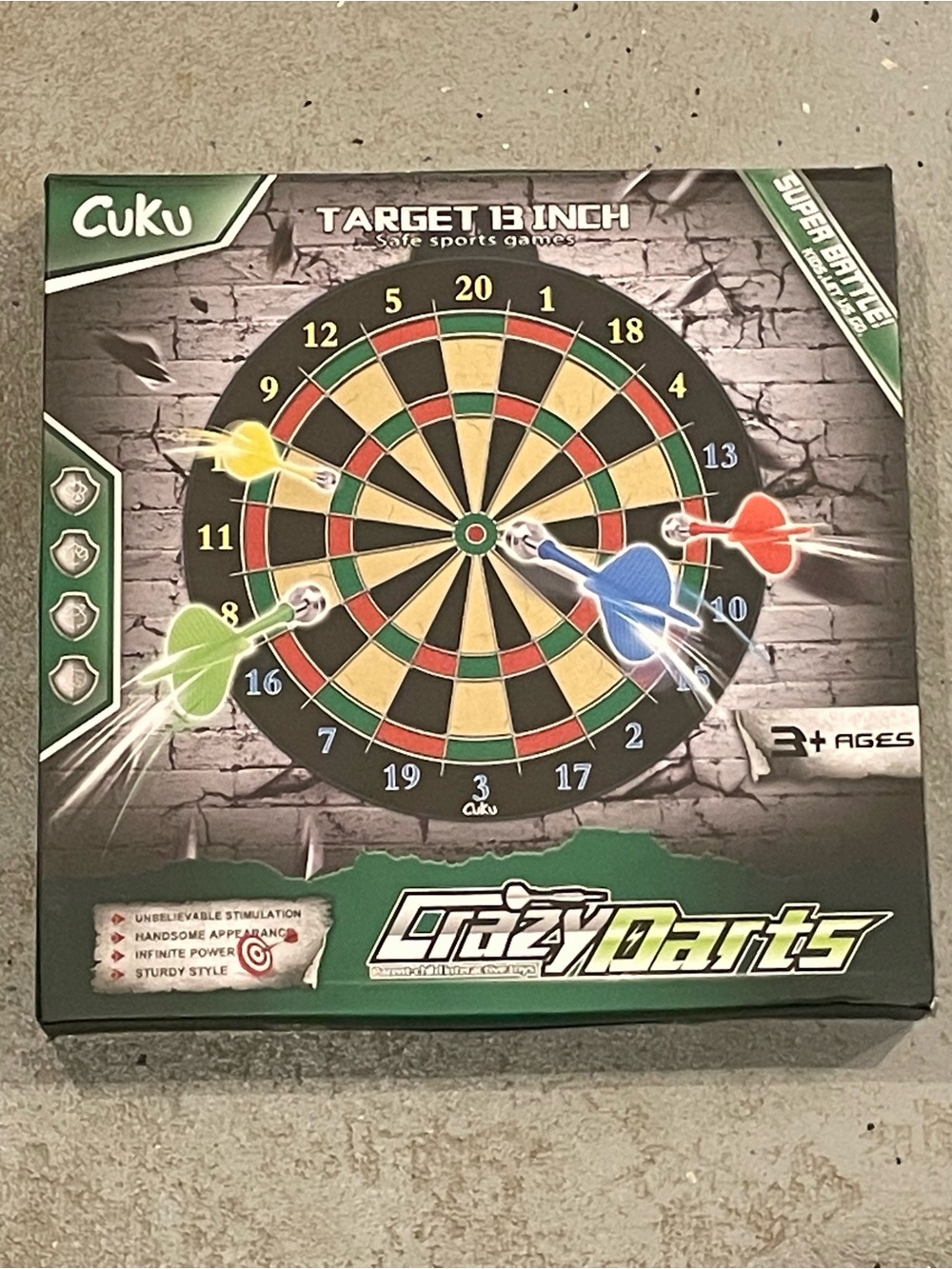 Crazy Darts 13-Inch Target Board Game - Green